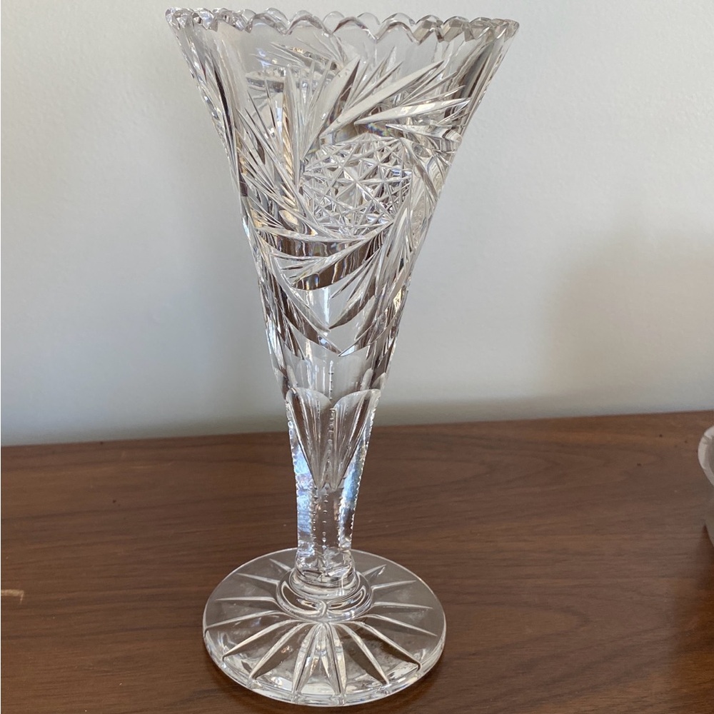 American Brilliant Period glass trumpet Vase